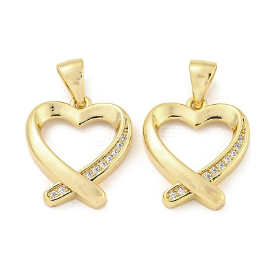 Brass Micro Pave Clear Cubic Zirconia Pendants ZIRC-P113-07F-G-1