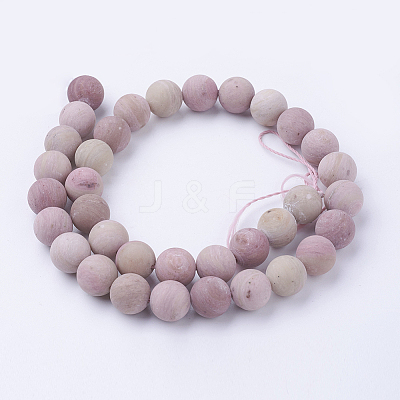 Frosted Natural Rhodonite Round Bead Strands G-G735-09F-10mm-1