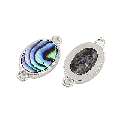Brass Pave Natural Paua Shell Connector Charms KK-M299-01E-P-1