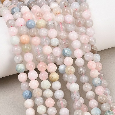 Natural Morganite Round Bead Strands G-I159-6mm-1