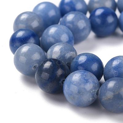 Round Dyed & Heated Natural Blue Aventurine Beads Strands G-R254-10mm-1