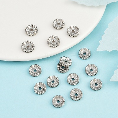 Brass Rhinestone Spacer Beads RB-A014-L10mm-01P-1