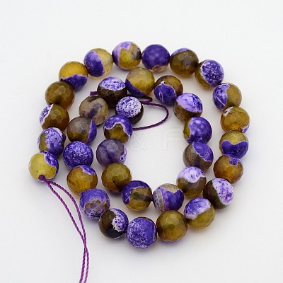 Natural Fire Crackle Agate Faceted Round Beads Strands G-A134-02B-10mm-1