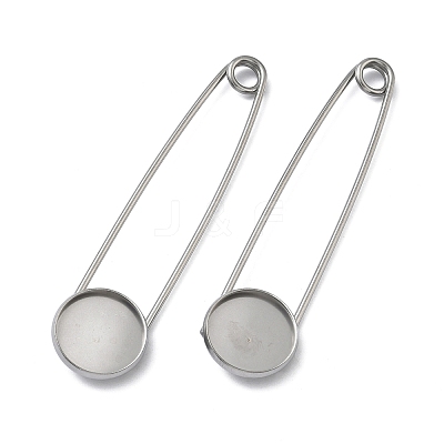 304 Stainless Steel Safety Pin Brooch Base Settings STAS-A142-02B-P-1