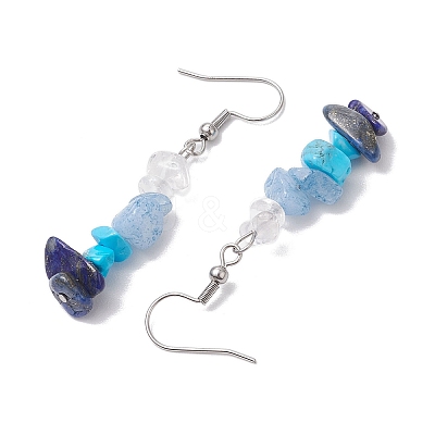 Natural Mixed Stone & Synthetic Turquoise Dangle Earrings EJEW-JE06030-1