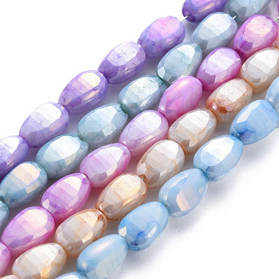 Opaque Baking Paint Crackle Glass Beads Strands EGLA-S174-21-1