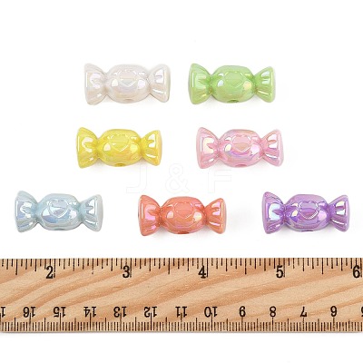 40Pcs UV Plating Opaque Acrylic Beads OACR-FS0002-27-1