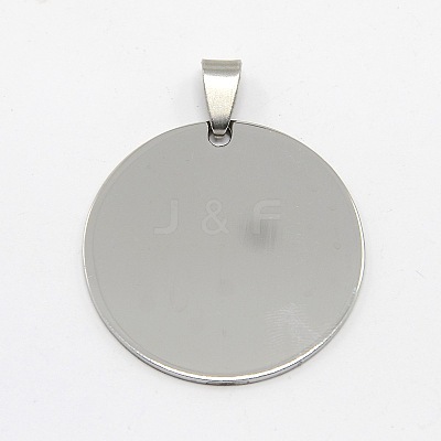 Tarnish Resistant DIY Materials 201 Stainless Steel Flat Round Hand Mirror Polished Finish Stamping Blank Tag Pendants X-STAS-O044-125-1