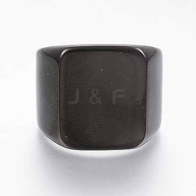 304 Stainless Steel Signet Band Rings for Men RJEW-G091-16-21mm-B-1