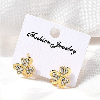 Clover Brass Hoop Earrings EJEW-S256-05G-1