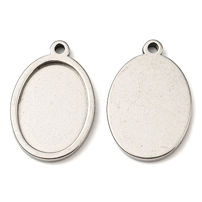 Non-Tarnish 201 Stainless Steel Pendant Cabochon Settings STAS-F296-05A-P-1