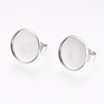 Tarnish Resistant Adjustable 304 Stainless Steel Finger Rings Components STAS-I097-053P-1