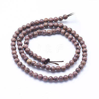 Natural Sandalwood Beads Strands WOOD-P011-01-4mm-1