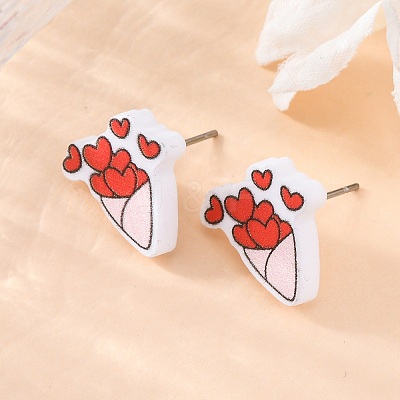 Wood Stud Earrings EJEW-M063-01D-1