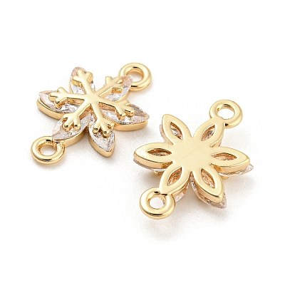 Brass Pave Clear Cubic Zirconia Connector Charms KK-Q789-10G-1