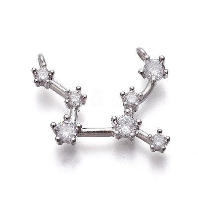 Brass Micro Pave Cubic Zirconia Pendants X-ZIRC-F099-20P-07-1