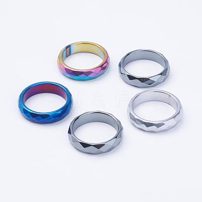 Electroplate Non-Magnetic Synthetic Hematite Rings RJEW-F068-20mm-1