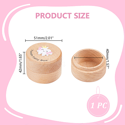 Round Printed Wood Baby Tooth Keepsake Cases with Lids CON-WH0113-12A-1