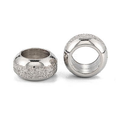 Tarnish Resistant Frosted 201 Stainless Steel European Beads STAS-B020-13P-1