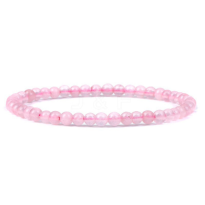 4mm Round Natural Dyed Rose Quartz Beads Bracelet for Men KG3069-33-1