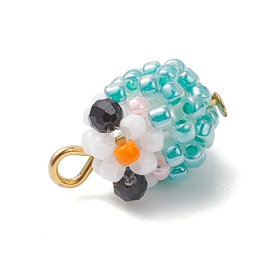 Glass Seed Beaded Bird Charms PALLOY-MZ00971-02-1
