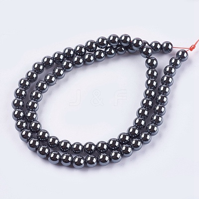 Non-Magnetic Synthetic Hematite Beads Strands G-H1623-6mm-1-1