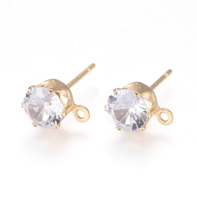 Brass Stud Earring Findings KK-L199-B01-G-1
