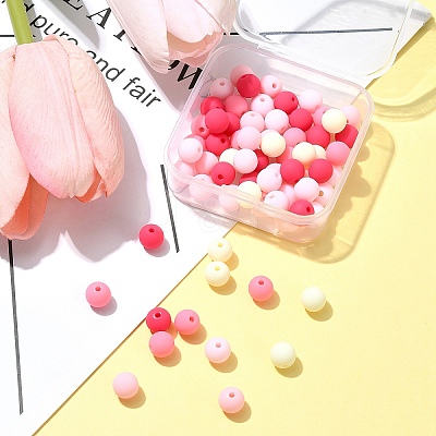 70Pcs Rubberized Style Acrylic Beads MACR-FS0001-71B-1