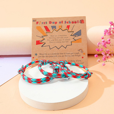 3Pcs 3 Styles Polyester First Day of School Bracelets FS-WG342D8-05-1