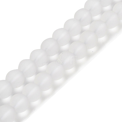 Frosted Natural Quartz Crystal Round Bead Strandsl G-N0120-44-6mm-1