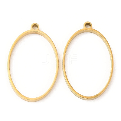 304 Stainless Steel Open Back Bezel Oval Pendants STAS-Z040-05G-1