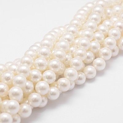 Rainbow Plated Shell Pearl Bead Strands X-BSHE-L025-02-6mm-1