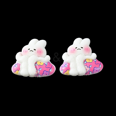 Opaque Cute Bunny Cabochons CRES-O006-14B-1