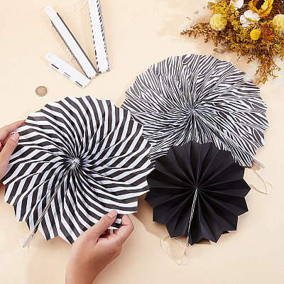 6Pcs Paper Fans Flower for Wedding Birthday Carnival Welcome Party Decorations AJEW-GF0013-45B-1