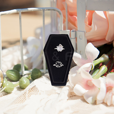 Halloween Theme Coffin Shaped Velvet Finger Ring Boxes VBOX-WH0015-01A-1