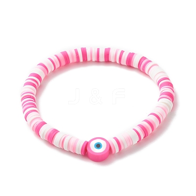 Handmade Polymer Clay Heishi Beads Stretch Bracelets Set BJEW-JB07406-03-1