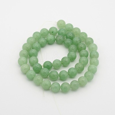 Natural Green Aventurine Round Bead Strands X-G-P070-37-8mm-1