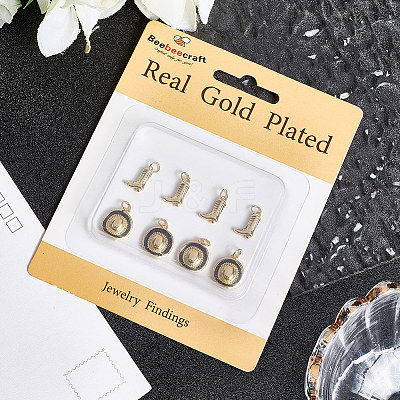 8Pcs 2 Styles Brass Enamel Pendants KK-BBC0022-17-1