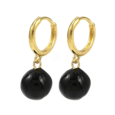 Round Brass Enamel Hoop Earrings EJEW-U059-05G-1