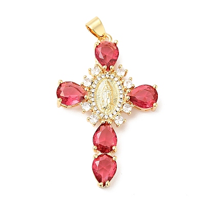Rack Plating Brass Micro Pave Cubic Zirconia Pendants X-ZIRC-I059-15G-01-1