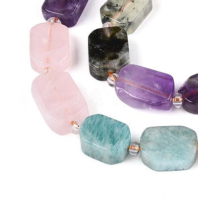 Natural Lapis Lazuli & Amethyst & Rose Quartz & Amazonite & Prehnite & Strawberry Quartz & Sunstone 7 Chakra Beads Strands G-C098-A30-01-1