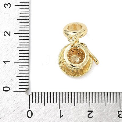 Brass Micro Pave Clear Cubic Zirconia European Dangle Charms KK-K368-37G-1