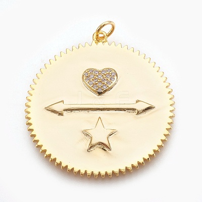 Brass Micro Pave Cubic Zirconia Pendants ZIRC-O026-25G-NR-1