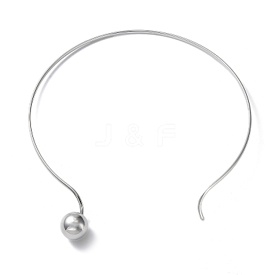 Non-Tarnish 304 Stainless Steel Round Ball Pendant Choker Necklaces NJEW-D058-01P-1