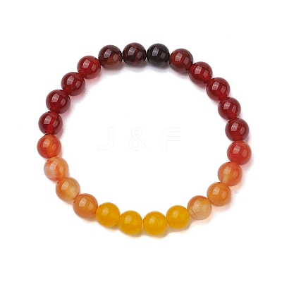 8mm Round Natural Carnelian & Agate & Malaysia Jade Beaded Stretch Bracelets BJEW-TA00514-01-1