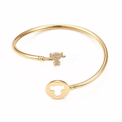 Rack Plating Brass Micro Pave Cubic Zirconia Bangles BJEW-E071-17G-02-1