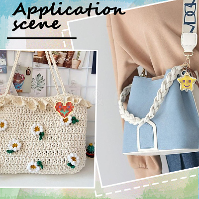 1 Set Wooden Heart Star Keychain Embroidery Beginner Kit DIY-SC0030-07-1