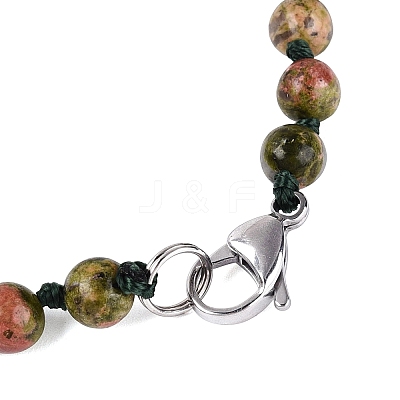 Natural Unakite Flower Pendant Necklaces NJEW-N064-08G-1