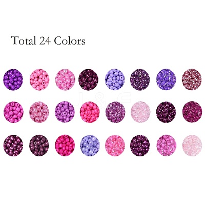 Purple Series 600G 24 Colors Glass Seed Beads SEED-JP0008-06-4mm-1