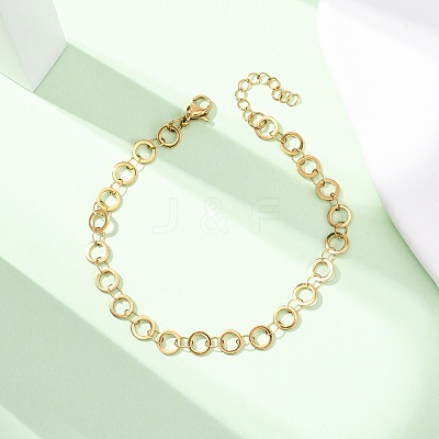 304 Stainless Steel Ring Link Chain Bracelets BJEW-P373-02A-G-1